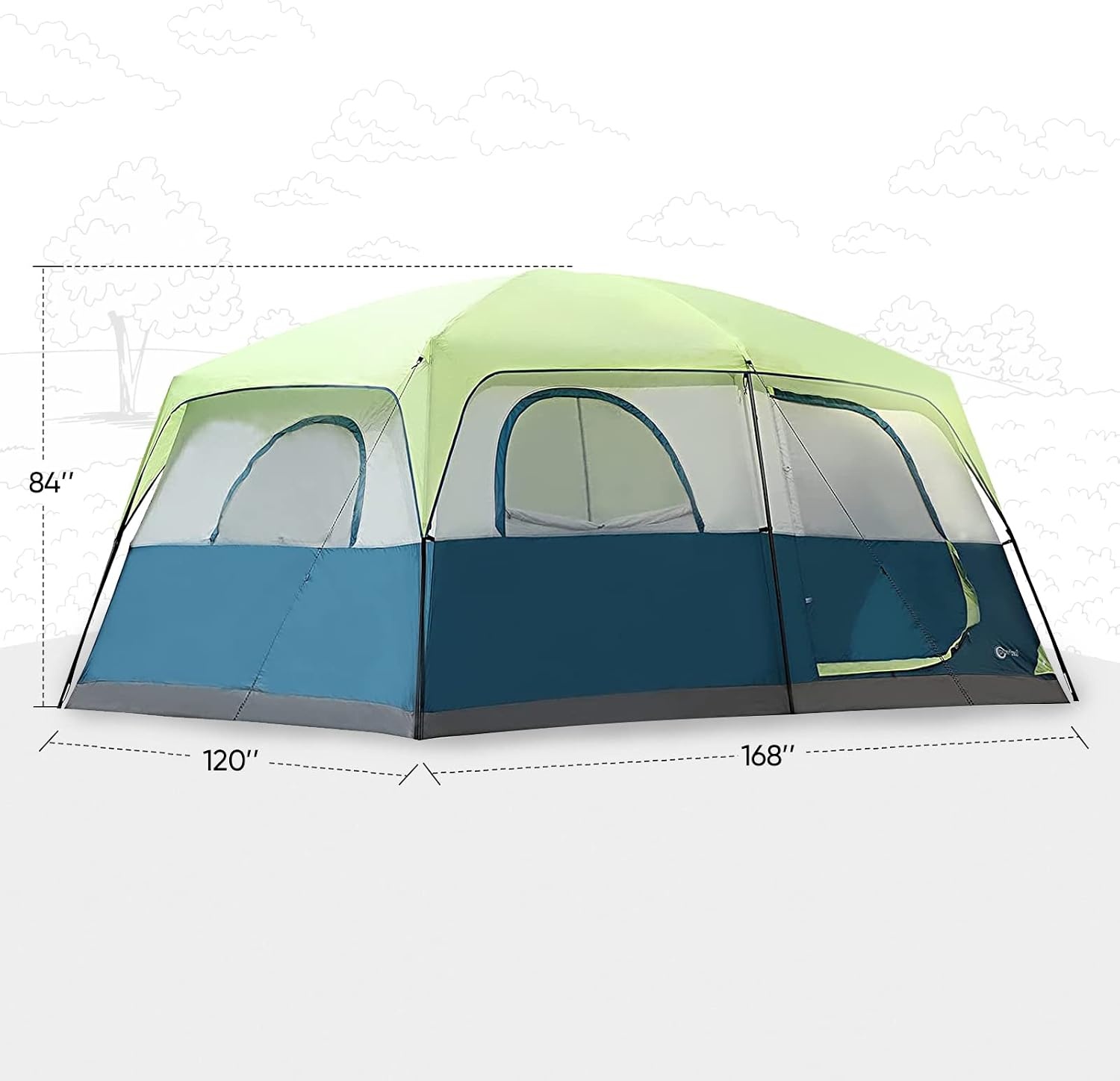 image:imagePORTAL 10 Person Cabin TentFamily Camping Tent Easy Setup Windproof2RoomLarge Mesh Windows Tents with Carry Bag Family Tent for CampingHikingBlueGreen