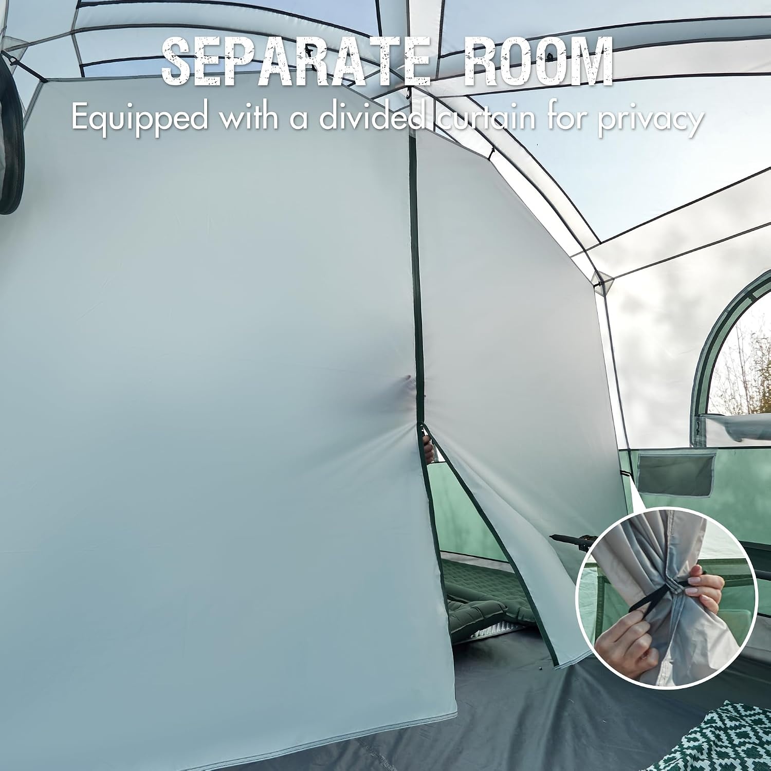 image:imagePORTAL 6 8 10 Person Family Camping Tent with Porch Big Family Camping Tent with Tall Height Good Ventilation Water Resitant Large Tent for Outdoor Camping BackyardGreen