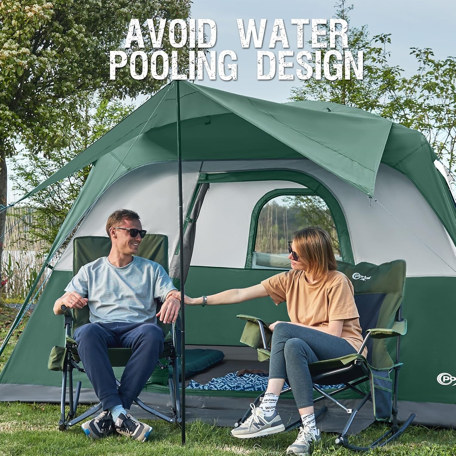 image:imagePORTAL 6 8 10 Person Family Camping Tent with Porch Big Family Camping Tent with Tall Height Good Ventilation Water Resitant Large Tent for Outdoor Camping BackyardGreen