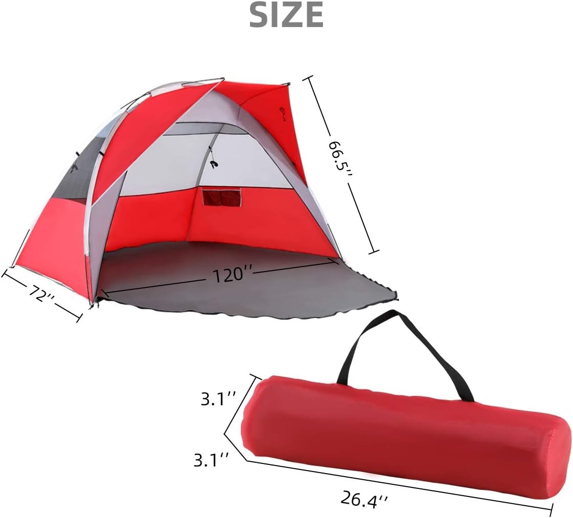 image:imagePortal 10 x 6 EasyUp Sun Shelter with Included Storage Pockets RedGrey
