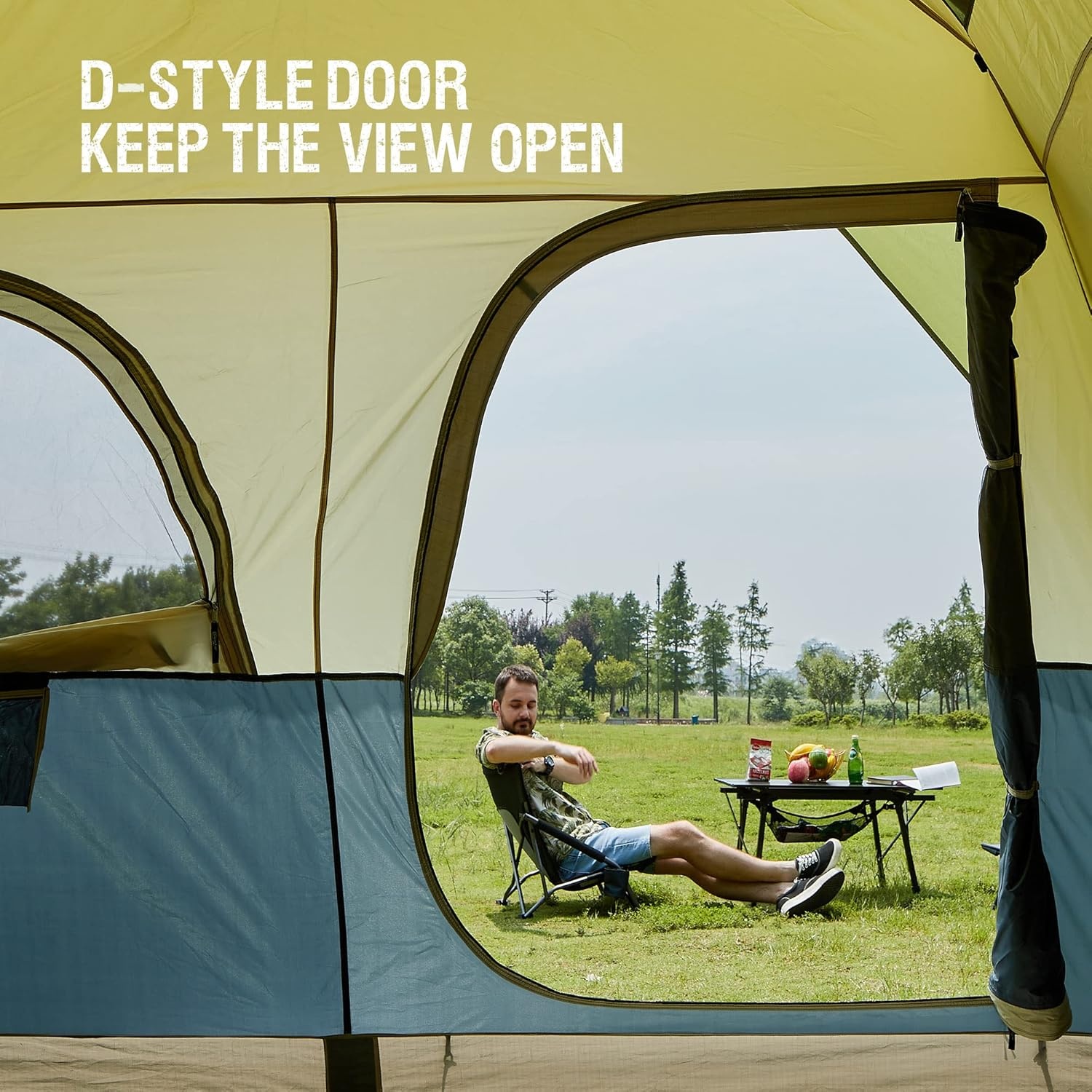 image:imagePortal 8 Person Instant Tent for Camping Large Water Resistant Cabin Family Tent Easy Setup with 5 Large Mesh Windows Rainfly Carry Bag