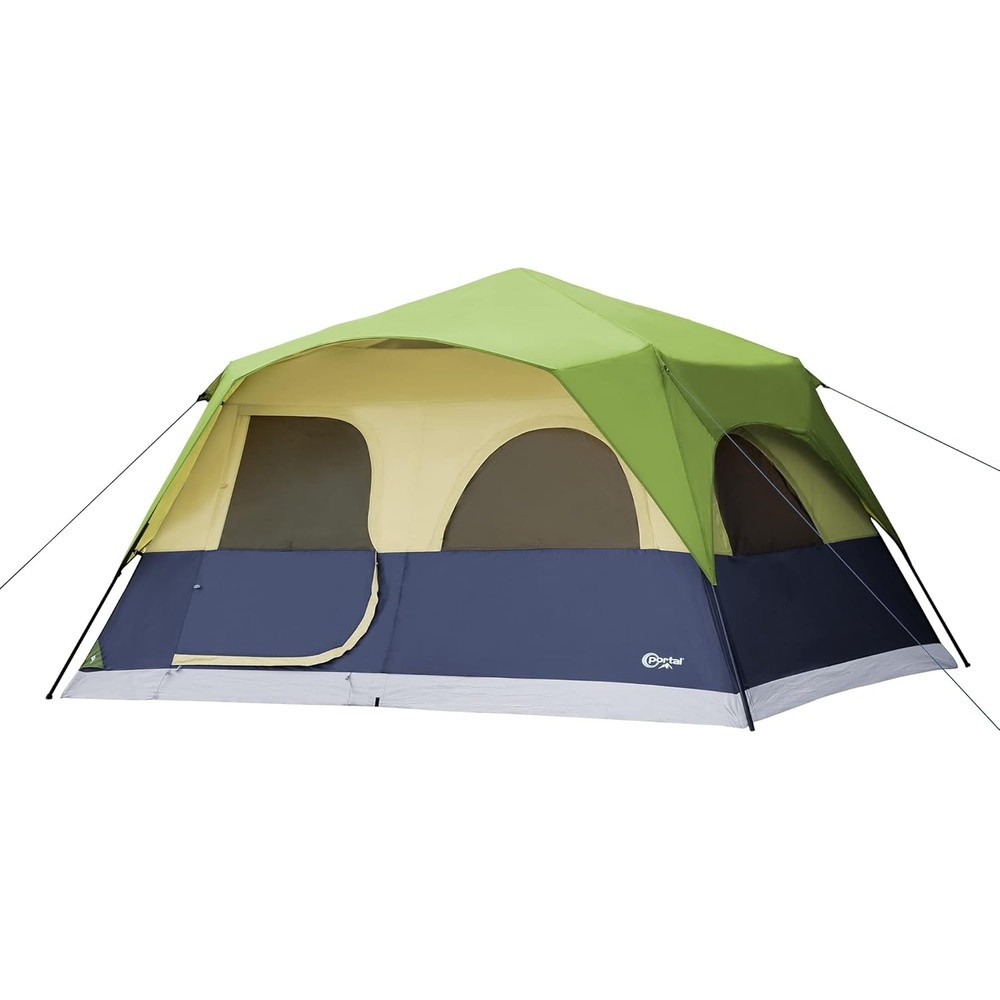 image:imagePortal 8 Person Instant Tent for Camping Large Water Resistant Cabin Family Tent Easy Setup with 5 Large Mesh Windows Rainfly Carry Bag