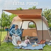 PORTAL 6 | 8 | 10 Person Family Camping Tent with Porch, Big Family Camping Tent with Tall Height, Good Ventilation, Water Resitant Large Tent for Outdoor Camping, Backyard(Brown)