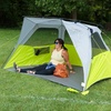 PORTAL POP Up Beach Tent, 2-4 Person UPF50+ Beach Tent Sun Shelter, Open Front, Three Mesh Windows, Two Mesh Side Pocket, Instant Sun Shelter with Carry Bag, Green/Grey