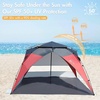 PORTAL POP Up Beach Tent, 2-4 Person UPF50+ Beach Tent Sun Shelter, Open Front, Umbrella-Style Setup, Mesh Windows, Instant Sun Shelter with Carry Bag, Red/Grey