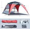 PORTAL POP Up Beach Tent, 2-4 Person UPF50+ Beach Tent Sun Shelter, Open Front, Umbrella-Style Setup, Mesh Windows, Instant Sun Shelter with Carry Bag, Red/Grey
