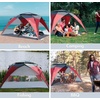 PORTAL POP Up Beach Tent, Umbrella-Style Setup,2-4 Person UPF50+ Beach Tent Sun Shelter, Open Front, Mesh Windows, Instant Sun Shelter with Carry Bag, Red/Grey(Red/Grey)