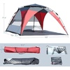 PORTAL POP Up Beach Tent, Umbrella-Style Setup,2-4 Person UPF50+ Beach Tent Sun Shelter, Open Front, Mesh Windows, Instant Sun Shelter with Carry Bag, Red/Grey(Red/Grey)