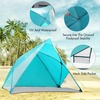 PORTAL POP Up Beach Tent, Umbrella-Style Setup,2-4 Person UPF50+ Beach Tent Sun Shelter, Open Front, Mesh Windows, Instant Sun Shelter with Carry Bag, Red/Grey(Turquoise/Grey)
