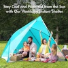 PORTAL POP Up Beach Tent, Umbrella-Style Setup,2-4 Person UPF50+ Beach Tent Sun Shelter, Open Front, Mesh Windows, Instant Sun Shelter with Carry Bag, Red/Grey(Turquoise/Grey)