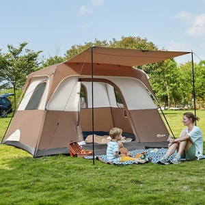 PORTAL 6 | 8 | 10 Person Family Camping Tent with Porch, Big Family Camping Tent with Tall Height, Good Ventilation, Water Resitant Large Tent for Outdoor Camping, Backyard(Brown)