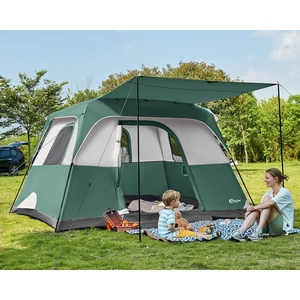 PORTAL 6 | 8 | 10 Person Family Camping Tent with Porch, Big Family Camping Tent with Tall Height, Good Ventilation, Water Resitant Large Tent for Outdoor Camping, Backyard(Green)