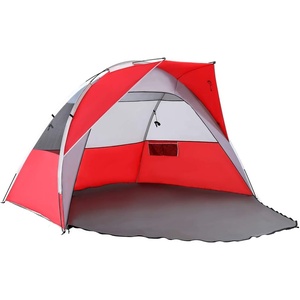 Portal 10′ x 6′ Easy-Up Sun Shelter with Included Storage Pockets, Red/Grey