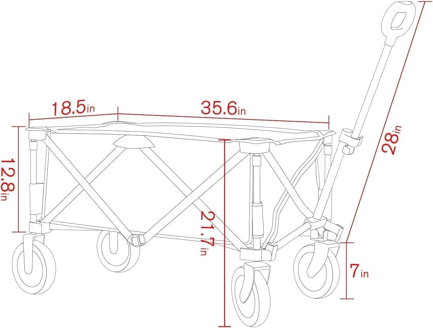 image:imagePORTAL Collapsible Folding Wagon Push Pull Foldable Beach Wagon Cart with AllTerrain Wheels Heavy Duty Utility Grocery Wagon for Outdoor Camping Garden Sport Shopping Holds 225 lbs GreyOrangeDark Grey