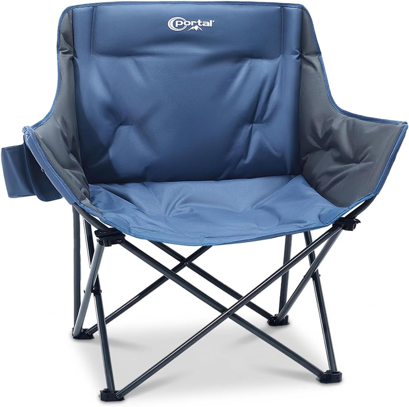 image:imagePortal 32 Oversized Camping Chair Foldable Heavy Duty 350 lb Padded Ergonomic Seat for Big amp Tall Adults PinchFree Extra Wide Design Featuring Cup Holder amp Carry Bag for Fishing Lawn amp SidelinesBlue