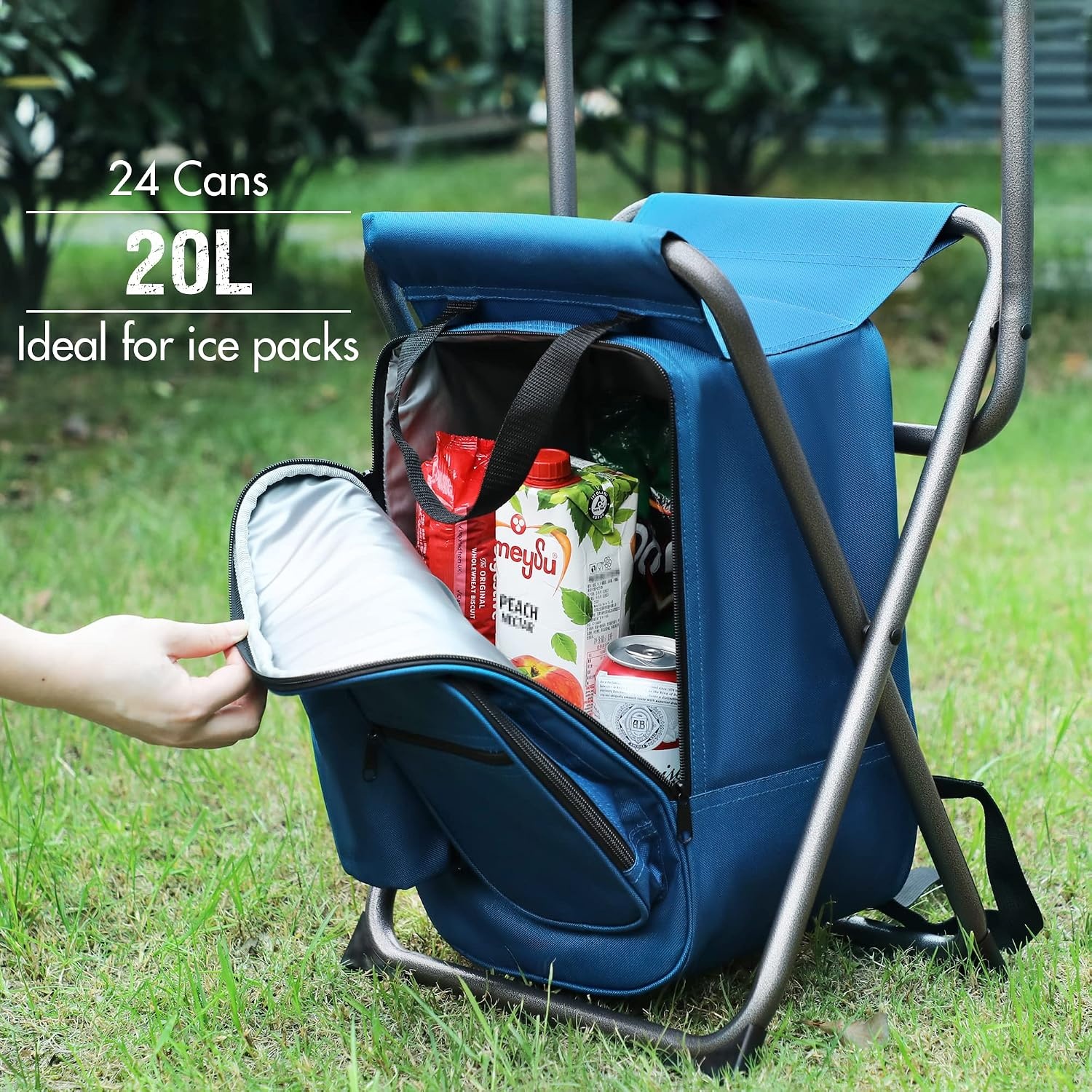image:imagePortal Backpack Cooler Chair 2 Pack Fishing Chairs with Backrest Folding Camping Stool Compact for Outdoors Hiking Hunting Travel Supports 225 lbs CapacityBlue