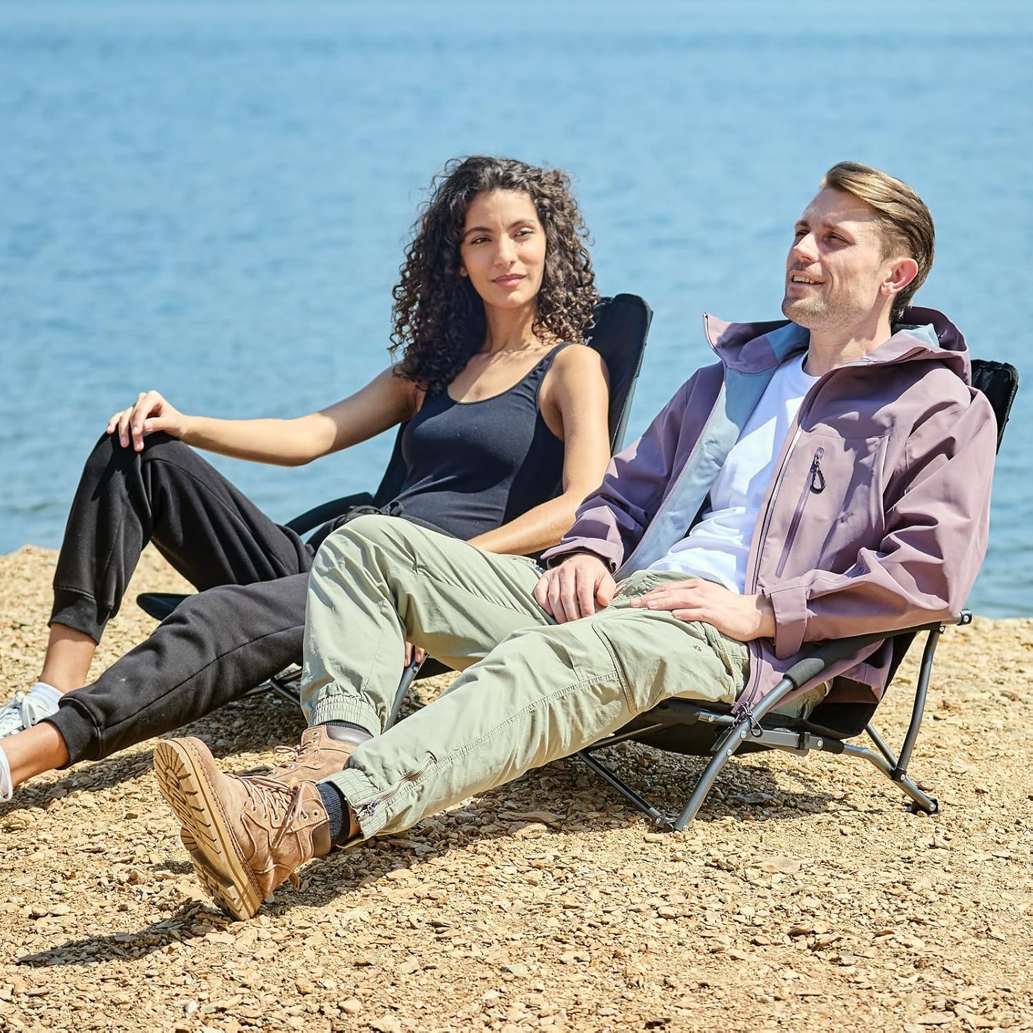 image:imagePortal Beach Chairs for Adults Camping Low Lightweight Portable Chair with Cup Holder Mesh Back Carry Bag for Outdoor Sand Lawn Travel Picnic Festival ConcertBlack1 Pck