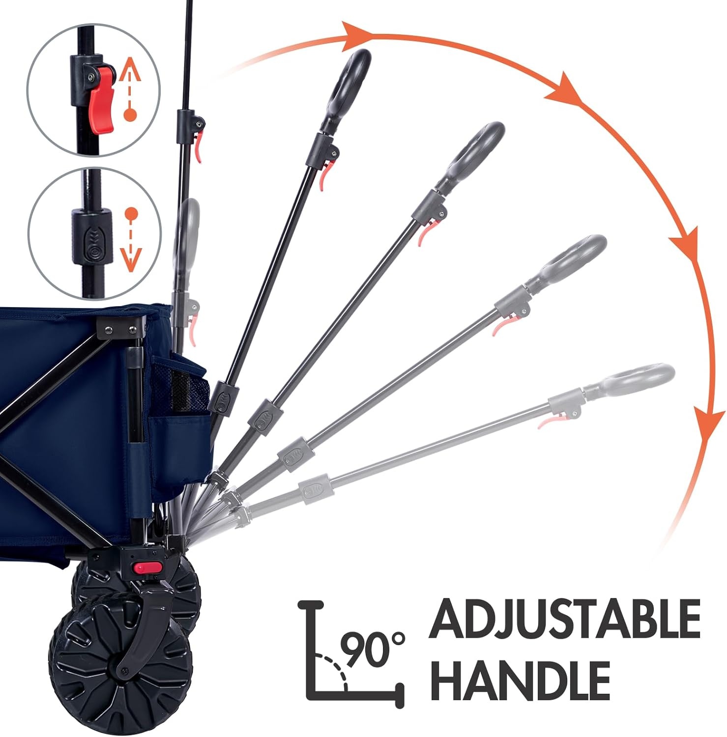 image:imagePortal HeavyDuty Folding Wagon Cart Large Collapsible Utility Wagon with AllTerrain Wheels for Beach Camping Garden amp GroceryBlue