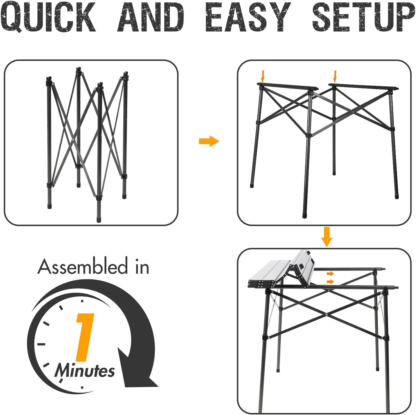 image:imagePortal Lightweight Aluminum Folding Square Table Roll Up Top 4 People Compact Table with Carry Bag for Camping Picnic Backyards BBQ SilverSilver