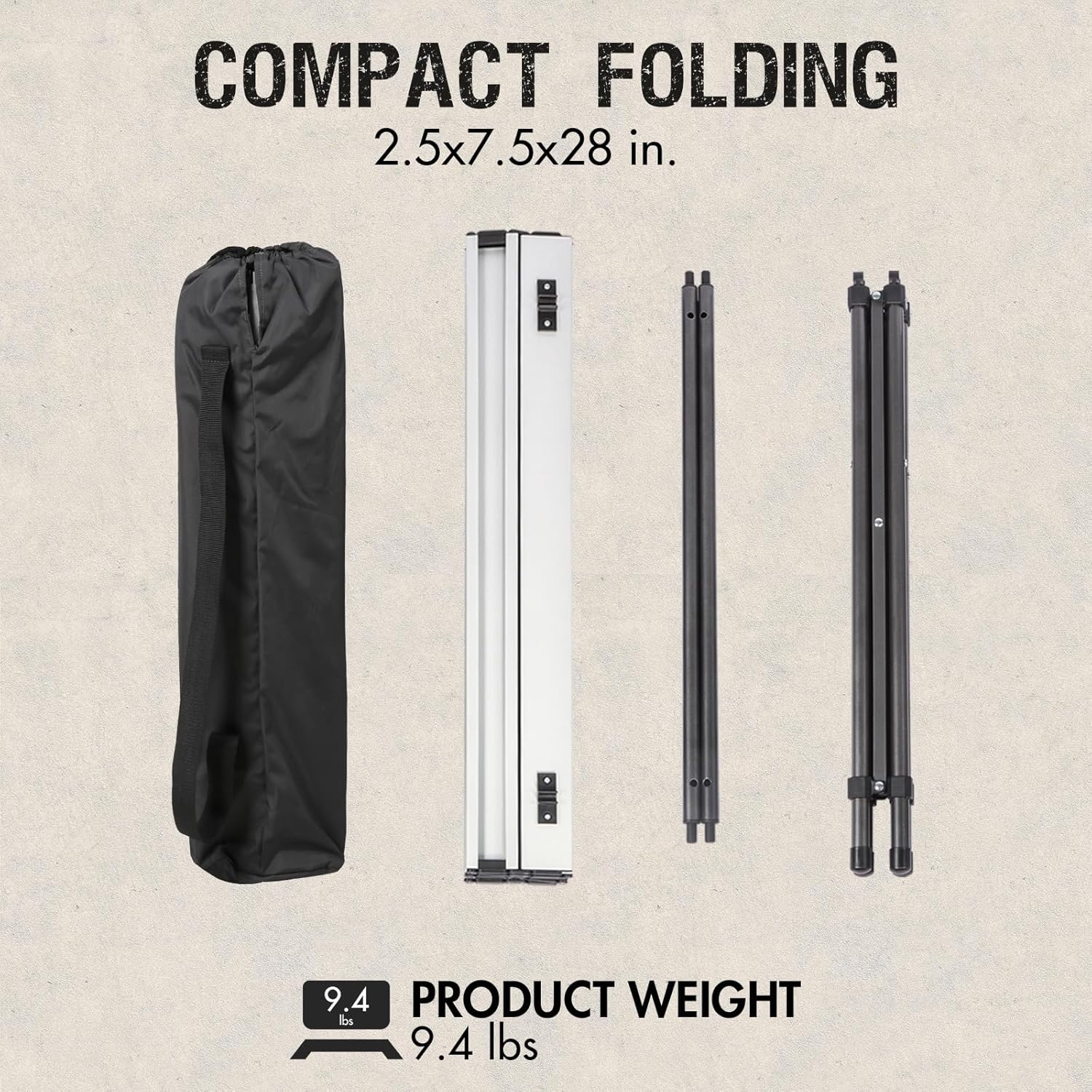 image:imagePortal Lightweight Aluminum Folding Square Table Roll Up Top 4 People Compact Table with Carry Bag for Camping Picnic Backyards BBQ SilverSilver