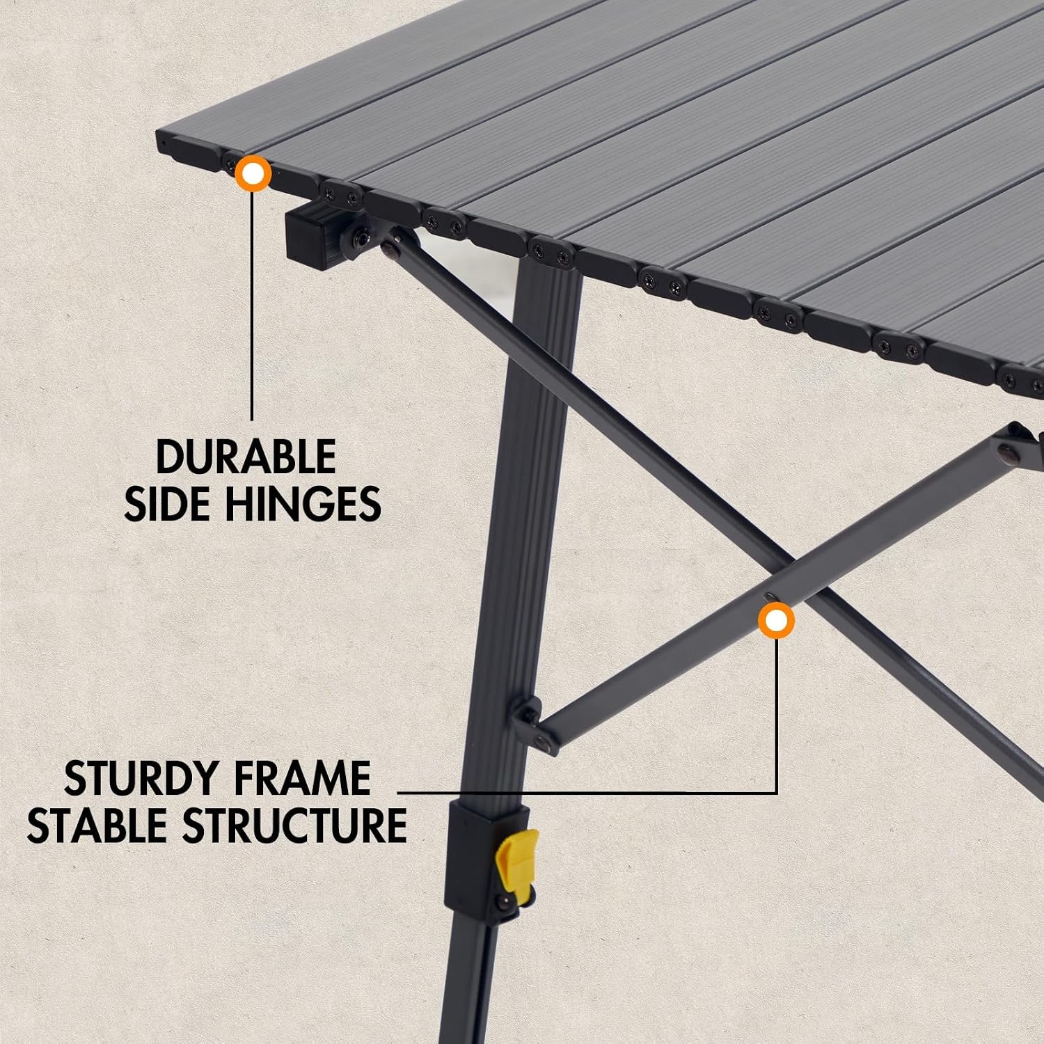 image:imagePortal Outdoor Folding Portable Picnic Camping Table with Adjustable Height Aluminum Roll Up Table Top Mesh Layer SilverDark Gray