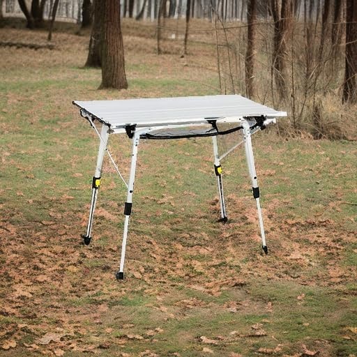 image:imagePortal Outdoor Folding Portable Picnic Camping Table with Adjustable Height Aluminum Roll Up Table Top Mesh Layer SilverSilver