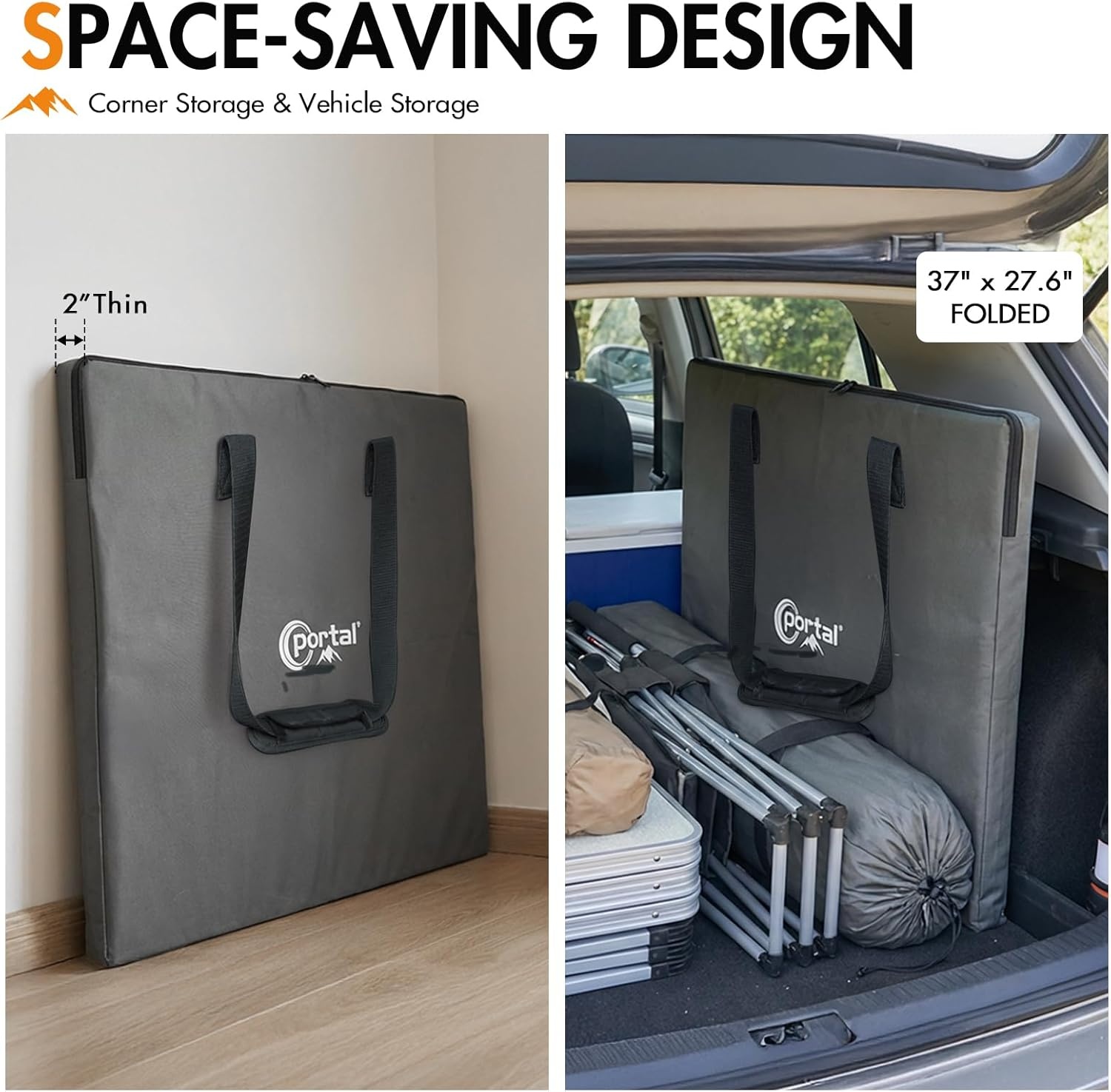 image:imagePortal Outdoor Folding Portable Picnic Camping Table with Adjustable Height Aluminum Roll Up Table Top Mesh Layer SilverSilver