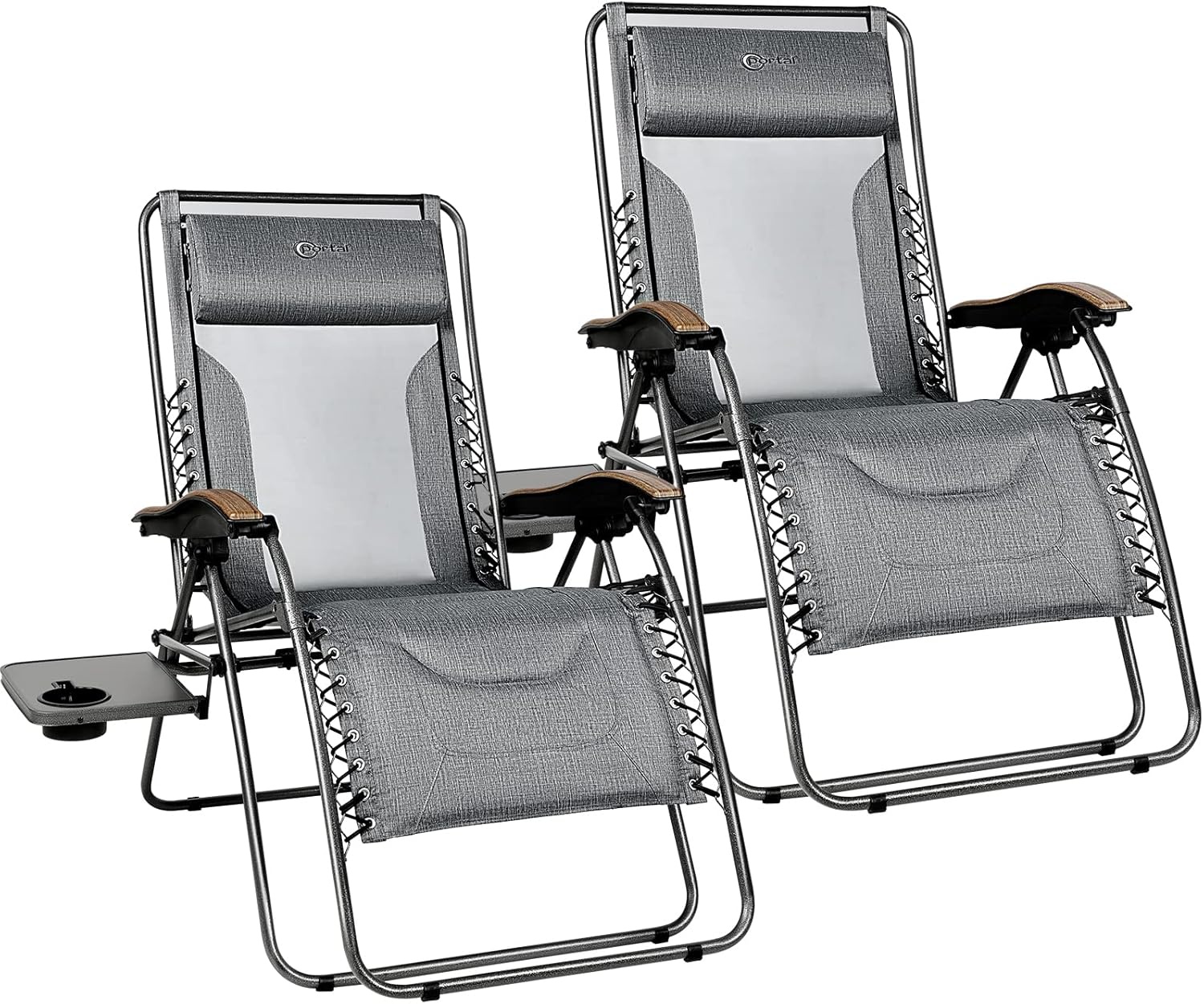 image:imagePortal Portable Zero Gravity Chair Lounge Chair Outdoor Oversized Zero Gravity Chair Folding Lounge Chair with Adjustable Pillows and Cup Holder for Poolside and Lawn Support 350lbs Black 1PackGrey