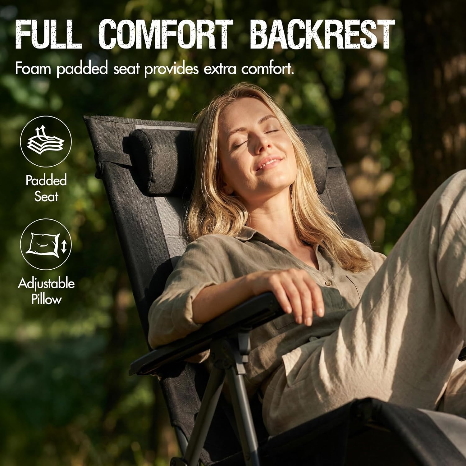 image:imagePortal Portable Zero Gravity Chair Lounge Chair Outdoor Oversized Zero Gravity Chair Folding Lounge Chair with Adjustable Pillows and Cup Holder for Poolside and Lawn Support 350lbs Black 1PackBlack