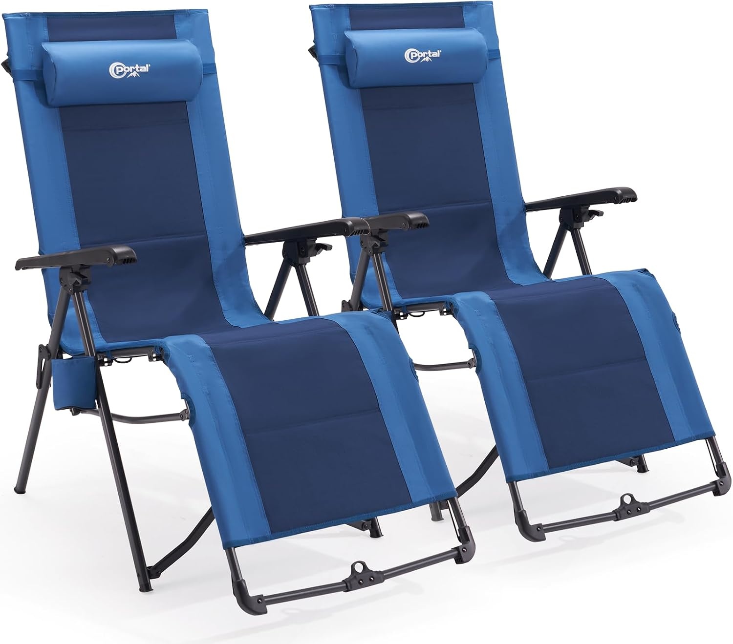 image:imagePortal Portable Zero Gravity Chair Lounge Chair Outdoor Oversized Zero Gravity Chair Folding Lounge Chair with Adjustable Pillows and Cup Holder for Poolside and Lawn Support 350lbs Black 1PackBlue