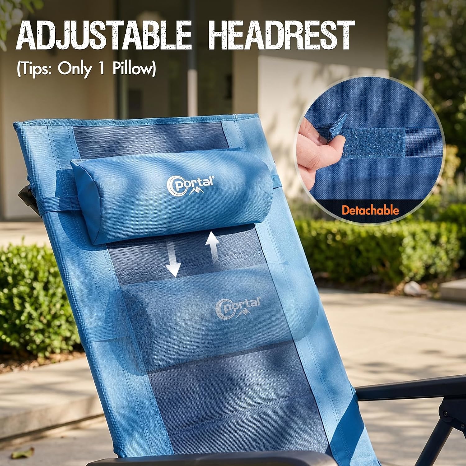 image:imagePortal Portable Zero Gravity Chair Lounge Chair Outdoor Oversized Zero Gravity Chair Folding Lounge Chair with Adjustable Pillows and Cup Holder for Poolside and Lawn Support 350lbs Black 1PackBlue