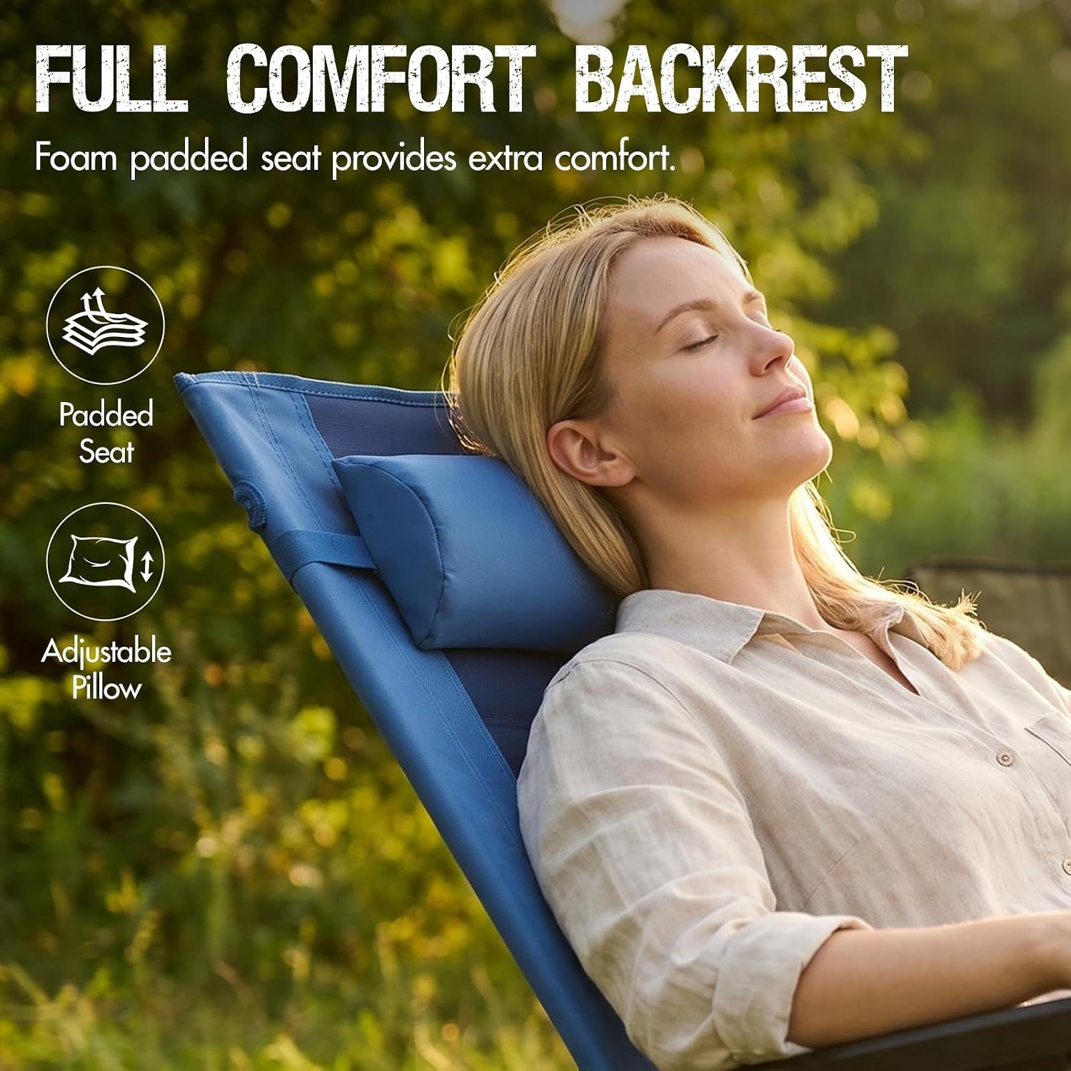 image:imagePortal Portable Zero Gravity Chair Lounge Chair Outdoor Oversized Zero Gravity Chair Folding Lounge Chair with Adjustable Pillows and Cup Holder for Poolside and Lawn Support 350lbs Black 1PackBlue