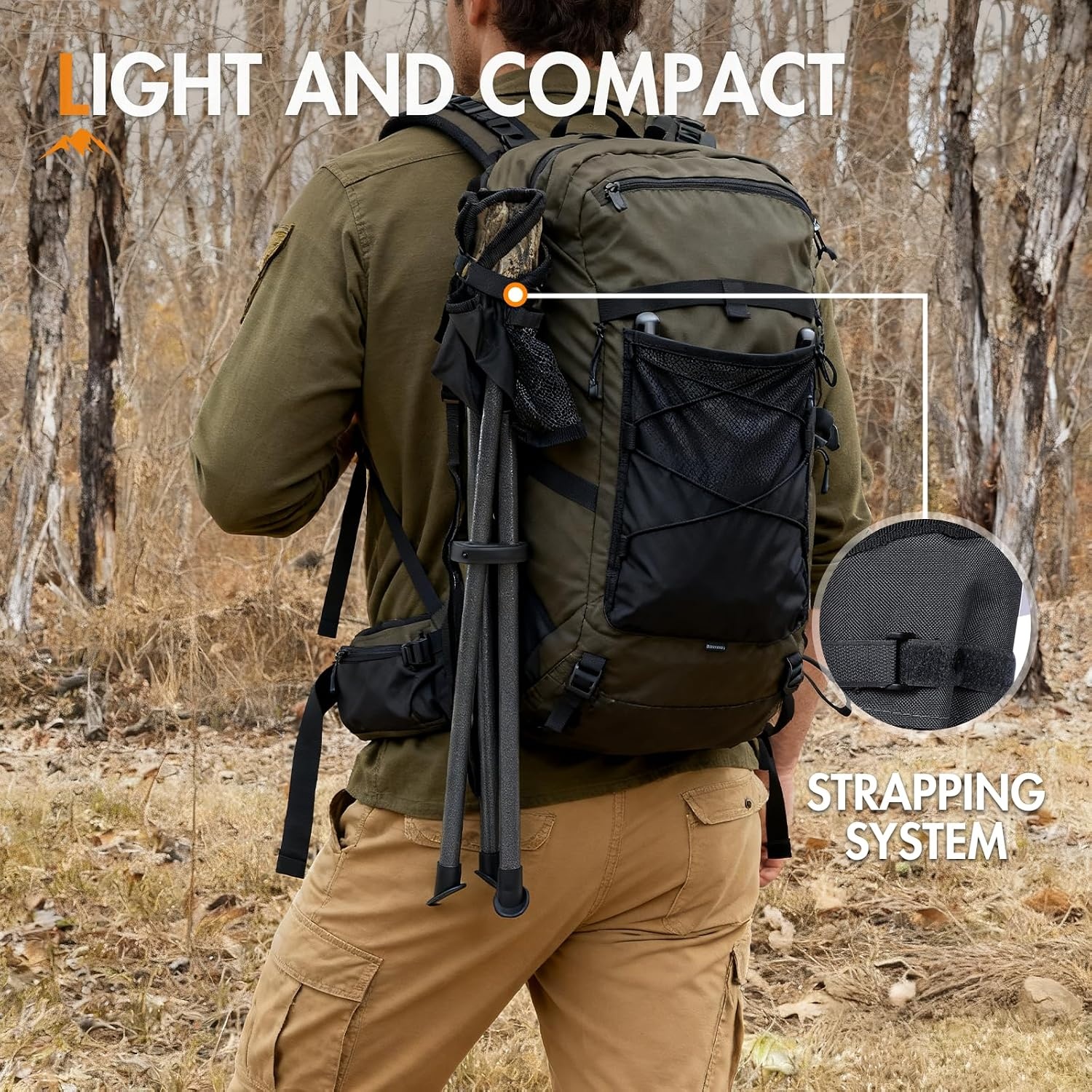image:imagePortal Tall Folding Tripod Stool for Outdoor Camping Walking Hunting Hiking Fishing Travel Support 225 lbsElevated Camo