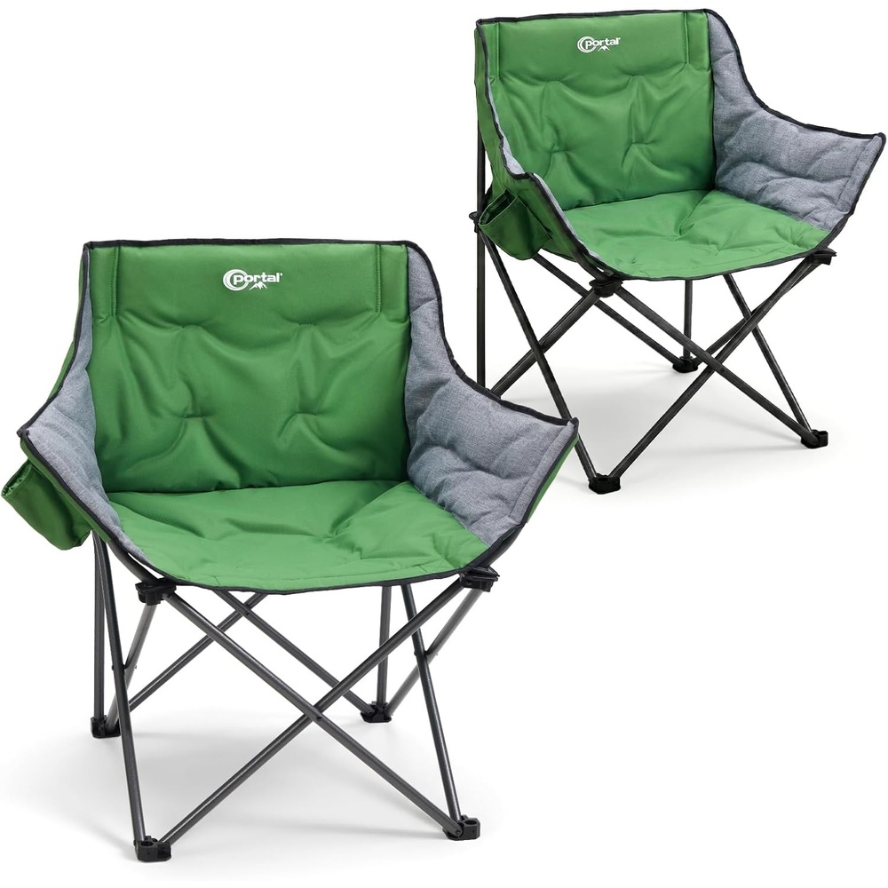 image:imagePortal 32 Oversized Camping Chair Foldable Heavy Duty 350 lb Padded Ergonomic Seat for Big amp Tall Adults PinchFree Extra Wide Design Featuring Cup Holder amp Carry Bag for Fishing Lawn amp SidelinesGreen