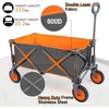 PORTAL Collapsible Folding Wagon, Push Pull Foldable Beach Wagon Cart with All-Terrain Wheels, Heavy Duty Utility Grocery Wagon for Outdoor Camping Garden Sport Shopping, Holds 225 lbs, Grey/Orange(Dark Grey)