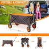 PORTAL Collapsible Folding Wagon, Push Pull Foldable Beach Wagon Cart with All-Terrain Wheels, Heavy Duty Utility Grocery Wagon for Outdoor Camping Garden Sport Shopping, Holds 225 lbs, Grey/Orange(Dark Grey)