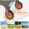 PORTAL Collapsible Folding Wagon, Push Pull Foldable Beach Wagon Cart with All-Terrain Wheels, Heavy Duty Utility Grocery Wagon for Outdoor Camping Garden Sport Shopping, Holds 225 lbs, Grey/Orange(Dark Grey)