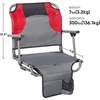 PORTAL Folding Cup Holder Armrest Stadium Seats for Adults, Foldable Portable Stadium Seats Bleachers Benches Chair with Back Support and Cushion Wide, Grey+Red+Black