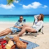 Portal Beach Chairs for Adults Camping Low Lightweight Portable Chair with Cup Holder Mesh Back Carry Bag for Outdoor Sand Lawn Travel Picnic Festival Concert(Navy Blue)