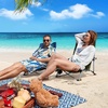 Portal Beach Chairs for Adults Camping Low Lightweight Portable Chair with Cup Holder Mesh Back Carry Bag for Outdoor Sand Lawn Travel Picnic Festival Concert(Navy Blue-2 Pack)