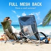 Portal Beach Chairs for Adults Camping Low Lightweight Portable Chair with Cup Holder Mesh Back Carry Bag for Outdoor Sand Lawn Travel Picnic Festival Concert(Navy Blue)