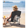 Portal Beach Chairs for Adults Camping Low Lightweight Portable Chair with Cup Holder Mesh Back Carry Bag for Outdoor Sand Lawn Travel Picnic Festival Concert(Black)