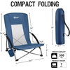 Portal Beach Chairs for Adults Camping Low Lightweight Portable Chair with Cup Holder Mesh Back Carry Bag for Outdoor Sand Lawn Travel Picnic Festival Concert(Navy Blue)