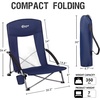 Portal Beach Chairs for Adults Camping Low Lightweight Portable Chair with Cup Holder Mesh Back Carry Bag for Outdoor Sand Lawn Travel Picnic Festival Concert(Deep Blue-2 Pck)