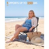 Portal Beach Chairs for Adults Camping Low Lightweight Portable Chair with Cup Holder Mesh Back Carry Bag for Outdoor Sand Lawn Travel Picnic Festival Concert(Black)
