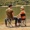 Portal Extra Large Quick Folding Tripod Stool with Backrest Fishing Camping Chair with Carry Strap(Black)