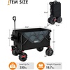 Portal Heavy-Duty Folding Wagon Cart, Large Collapsible Utility Wagon with All-Terrain Wheels for Beach, Camping, Garden & Grocery(Black)