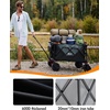 Portal Heavy-Duty Folding Wagon Cart, Large Collapsible Utility Wagon with All-Terrain Wheels for Beach, Camping, Garden & Grocery(Black)