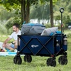 Portal Heavy-Duty Folding Wagon Cart, Large Collapsible Utility Wagon with All-Terrain Wheels for Beach, Camping, Garden & Grocery(Blue)