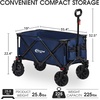 Portal Heavy-Duty Folding Wagon Cart, Large Collapsible Utility Wagon with All-Terrain Wheels for Beach, Camping, Garden & Grocery(Blue)